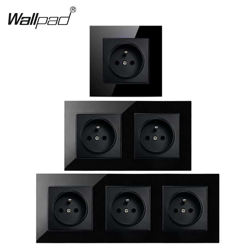 Home Improvement Outlet - Black Glass Wallpad Electrical Outlet Panel