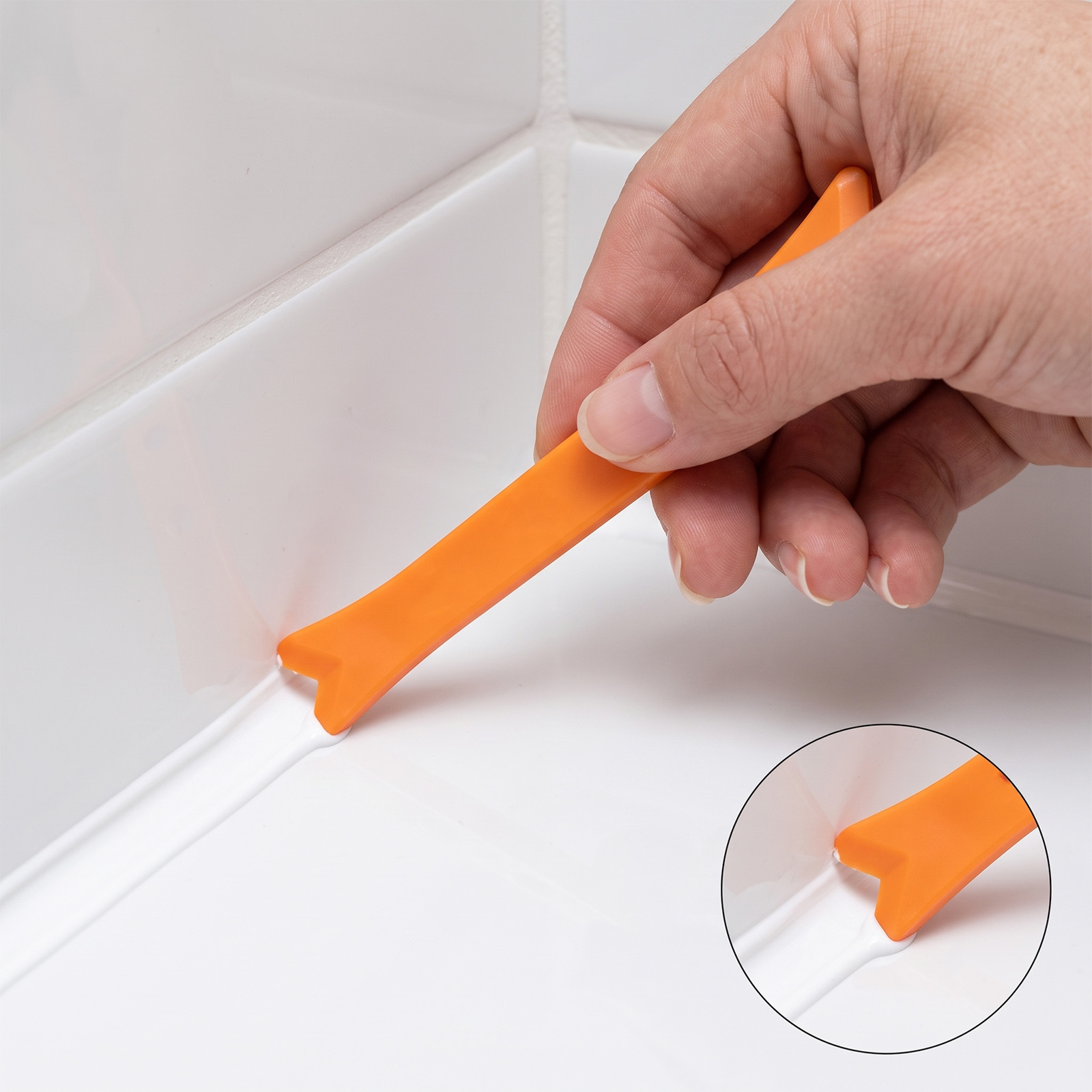 Bathroom Caulk Siliconized - 6PCS Plastic Caulk Finishing Tool Kit,