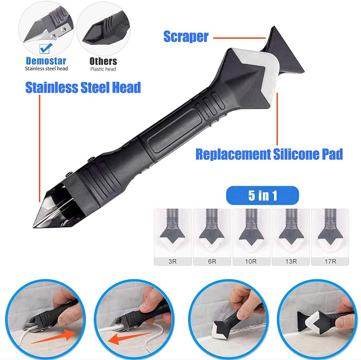 5 in 1 Silicone Caulking Tools - огляд і ціна Bathroom Caulk Siliconized